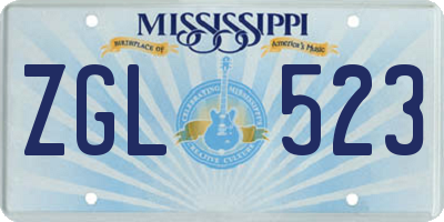 MS license plate ZGL523