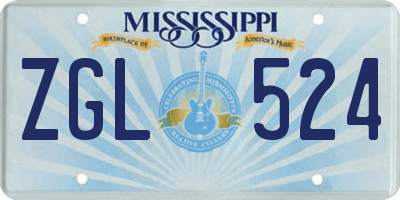 MS license plate ZGL524
