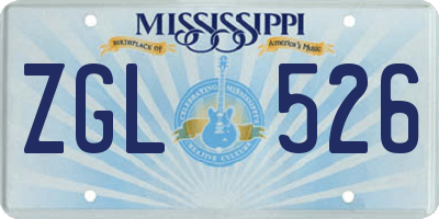 MS license plate ZGL526