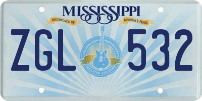 MS license plate ZGL532