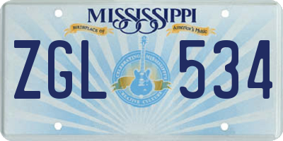 MS license plate ZGL534