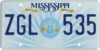 MS license plate ZGL535