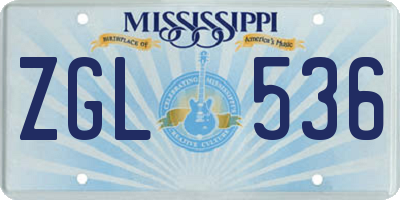 MS license plate ZGL536