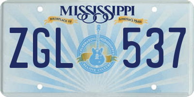 MS license plate ZGL537