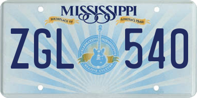 MS license plate ZGL540