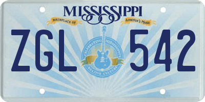 MS license plate ZGL542