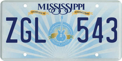 MS license plate ZGL543