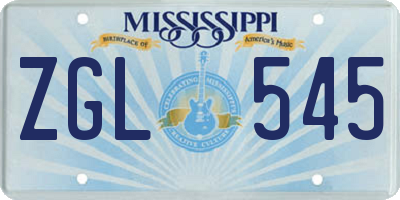 MS license plate ZGL545