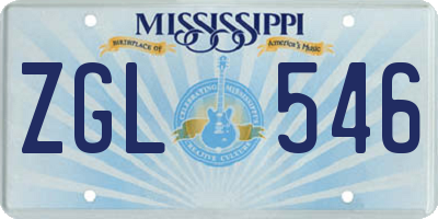 MS license plate ZGL546