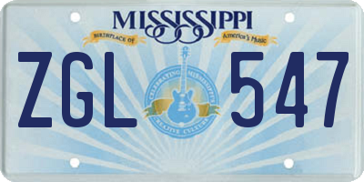 MS license plate ZGL547