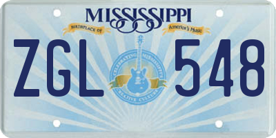 MS license plate ZGL548
