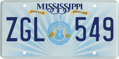 MS license plate ZGL549