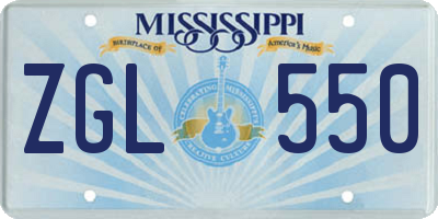 MS license plate ZGL550