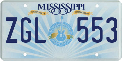 MS license plate ZGL553