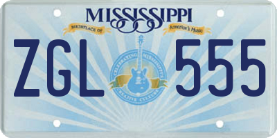 MS license plate ZGL555