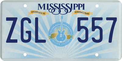 MS license plate ZGL557