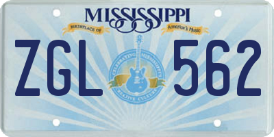 MS license plate ZGL562