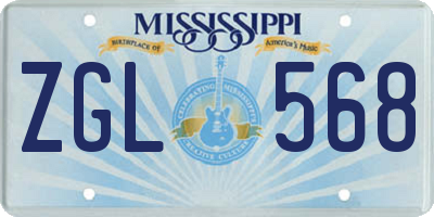 MS license plate ZGL568
