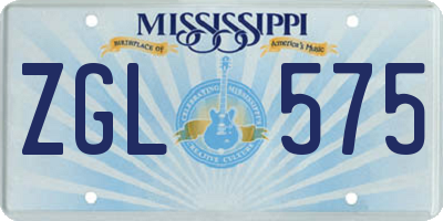 MS license plate ZGL575