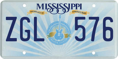 MS license plate ZGL576