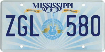 MS license plate ZGL580