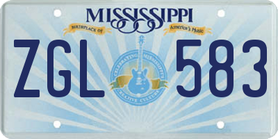 MS license plate ZGL583