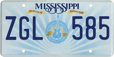 MS license plate ZGL585