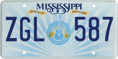 MS license plate ZGL587