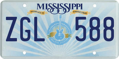 MS license plate ZGL588
