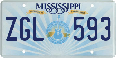 MS license plate ZGL593