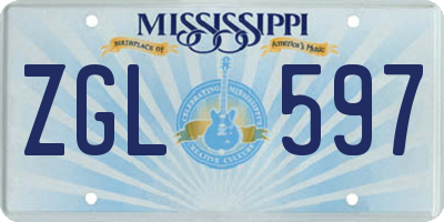 MS license plate ZGL597