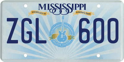 MS license plate ZGL600