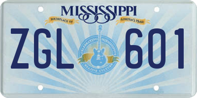 MS license plate ZGL601