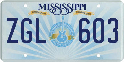 MS license plate ZGL603
