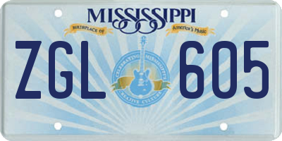 MS license plate ZGL605