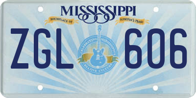 MS license plate ZGL606