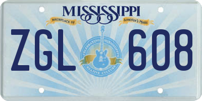 MS license plate ZGL608