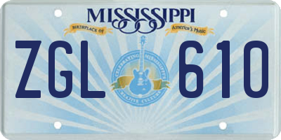 MS license plate ZGL610