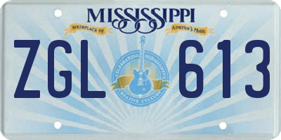 MS license plate ZGL613