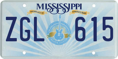 MS license plate ZGL615