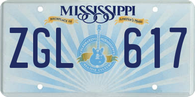 MS license plate ZGL617