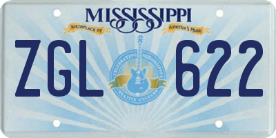 MS license plate ZGL622