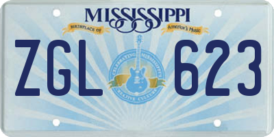 MS license plate ZGL623