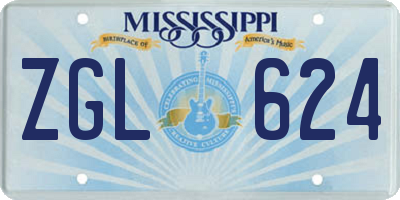 MS license plate ZGL624