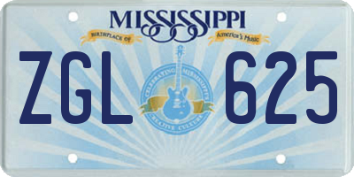 MS license plate ZGL625