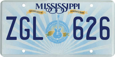 MS license plate ZGL626