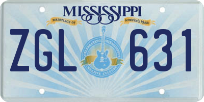MS license plate ZGL631