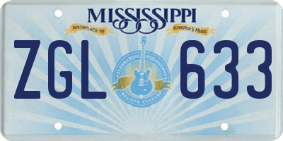 MS license plate ZGL633