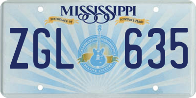 MS license plate ZGL635