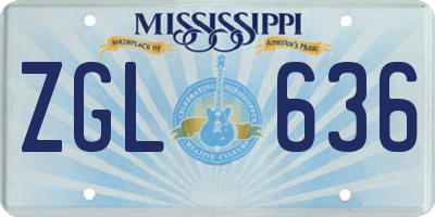 MS license plate ZGL636
